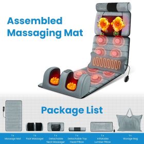 Full Body Electric Massage Mat Heating Vibration Massage Pad Cushion Back Massage Mattress Chair Pad with Neck massage Foot massage Head Pillow I