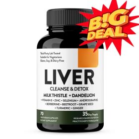 Liver Cleanse & Detox Capsules, Multivictamin, Milk Thistle, Dandelion, Turmeric, Ginger Extract, Beet, Zinc, Vitamin E, Selenium, Grape Seed, He