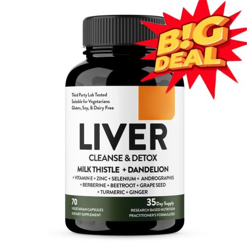 Liver Cleanse & Detox Capsules, Multivictamin, Milk Thistle, Dandelion, Turmeric, Ginger Extract, Beet, Zinc, Vitamin E, Selenium, Grape Seed, Healthc