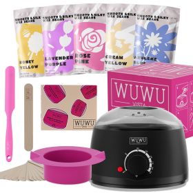 Waxing Kit 19 Items, WUWUVISTA Hair Removal Wax Kit With Wax Melt Warmer Waxing Beads For Face, Brazilian, Full Body, Bikini Suitable For Plugs Of Ame (Option: Black-EU Plug)