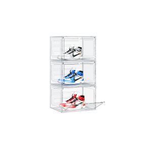 White Large 3PCS 33.5x29.5x22cm Shoebox, Acrylic Side Opening, Free Combination (Color: White)