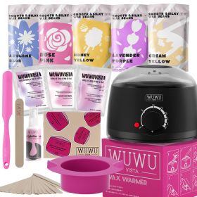 Waxing Kit WUWUVISTA 23 Items Hair Removal Wax Kit With Wax Warmer Waxing Beads For Face, Brazilian, Full Body, Bikini, Sensitiive Skin  Skin Suitable (Option: Black-EU Plug)