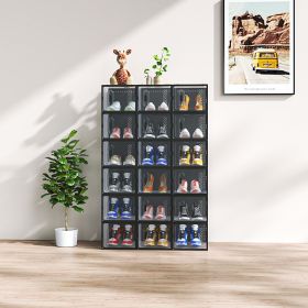 Black Medium 18PCS 35x25x19cm Shoebox, Plastic, Mesh, Free Combination (Color: Black)