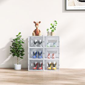 White Large 6PCS 36x28x21cm Shoebox, Plastic, Grid, Free Combination (Color: White)