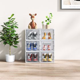 White Medium 6PCS 35x25x19cm Shoebox, Plastic, Grid, Free Combination (Color: White)