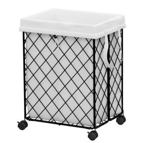 Laundry Basket On Wheels, Removable And Washable Lining, Metal Frame, Suitable For Bedroom, Bathroom, Laundry, White (Color: White)