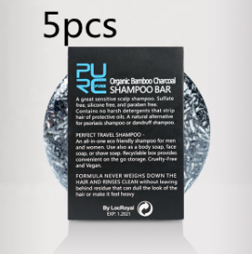 Hand-Extracted Soap Shampoo Bamboo Charcoal Shampoo Soap (Option: 5PCS)