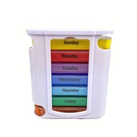 28 Rainbow-colored Pill Boxes Seven Days A Week, Pill Sorting Storage Box, With Four Daily - Morning, Noon, Evening And Bedtime, Portable Plastic (Option: White and colored)