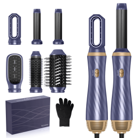 Hair Dryer Brush, 5 in 1 Detachable Blow Dryer Brush, Negative Ionic Hot Air Brush, Hair Styling Tool Set, Round Hot Air Straightener Brush Volum (Color: Blue)