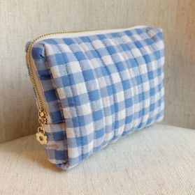 Color Parade Gingham Cosmetic Case (Color: Blue)