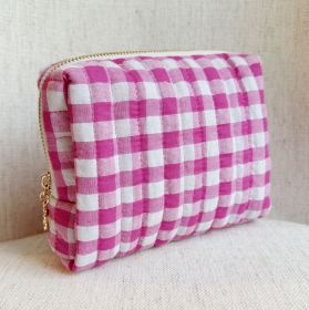 Color Parade Gingham Cosmetic Case (Color: Pink)