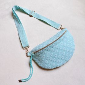 Embossed Daisy Blossom Belt Sling Bag (Color: Blue Mint)