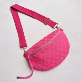 Embossed Daisy Blossom Belt Sling Bag (Color: Pink)
