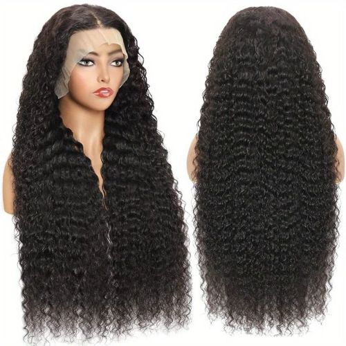 Density Brazilian Virgin Human Hair Deep Curly Lace Front Wigs Transparent HD 13x4 Lace Frontal Wigs Deep Wave 100% Real Human Hair Wigs Remy Pre