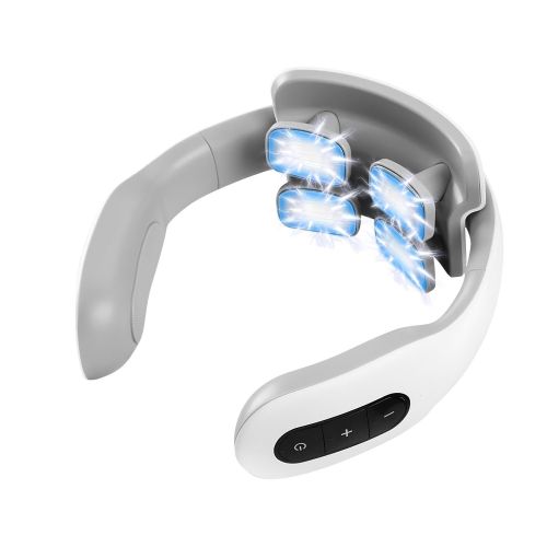 4 Heads/8 Heads Options Neck Massager with Heat Cordless Cervical Neck Massager EMS Neck Massager with 6 Modes 20 Intensity Levels Remote Control