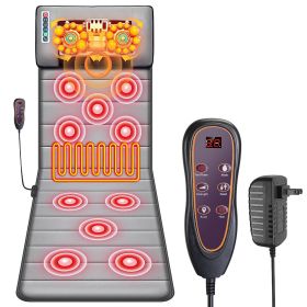 Full Body Electric Massage Mat with Heat Vibration Massage Pad Cushion Back Massage Mattress Chair Pad with Neck Massage Pillow with 10 Vibration (Color: Grey)