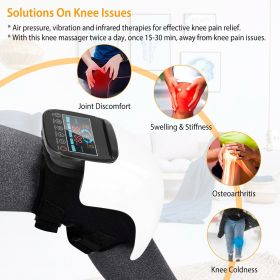 Electric Rechargeable Knee Massager Infrared Heat Pain Relief Therapy Knee Brace Wrap with Air Pressure Kneading Timer Temperature Adjustment (Color: White)