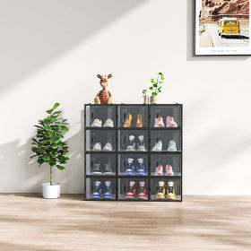 Black Large 12PCS 36x28x21cm Shoebox, Plastic Grid, Free Combination (Color: Black)